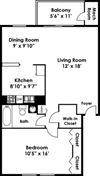 One Bedroom One Bath Floorplan One Bedroom One Bath Floorplan at Kenilworth at Perring Park Apartments, Parkville, MD